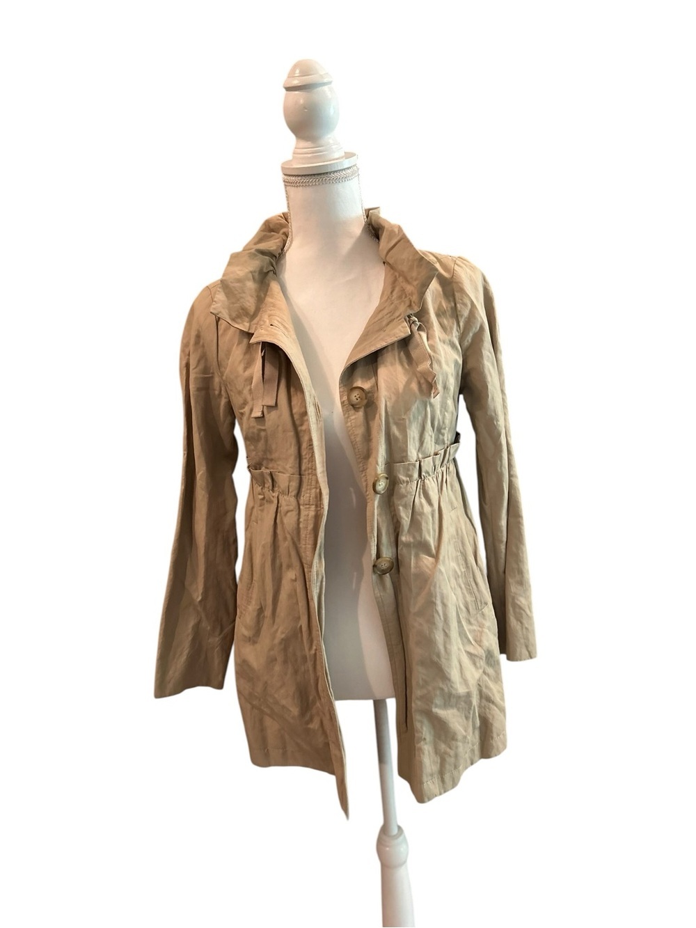 Ann Taylor LOFT Petite Lightweight Trench Coat Jacket Tan Beige XXSP Women’s